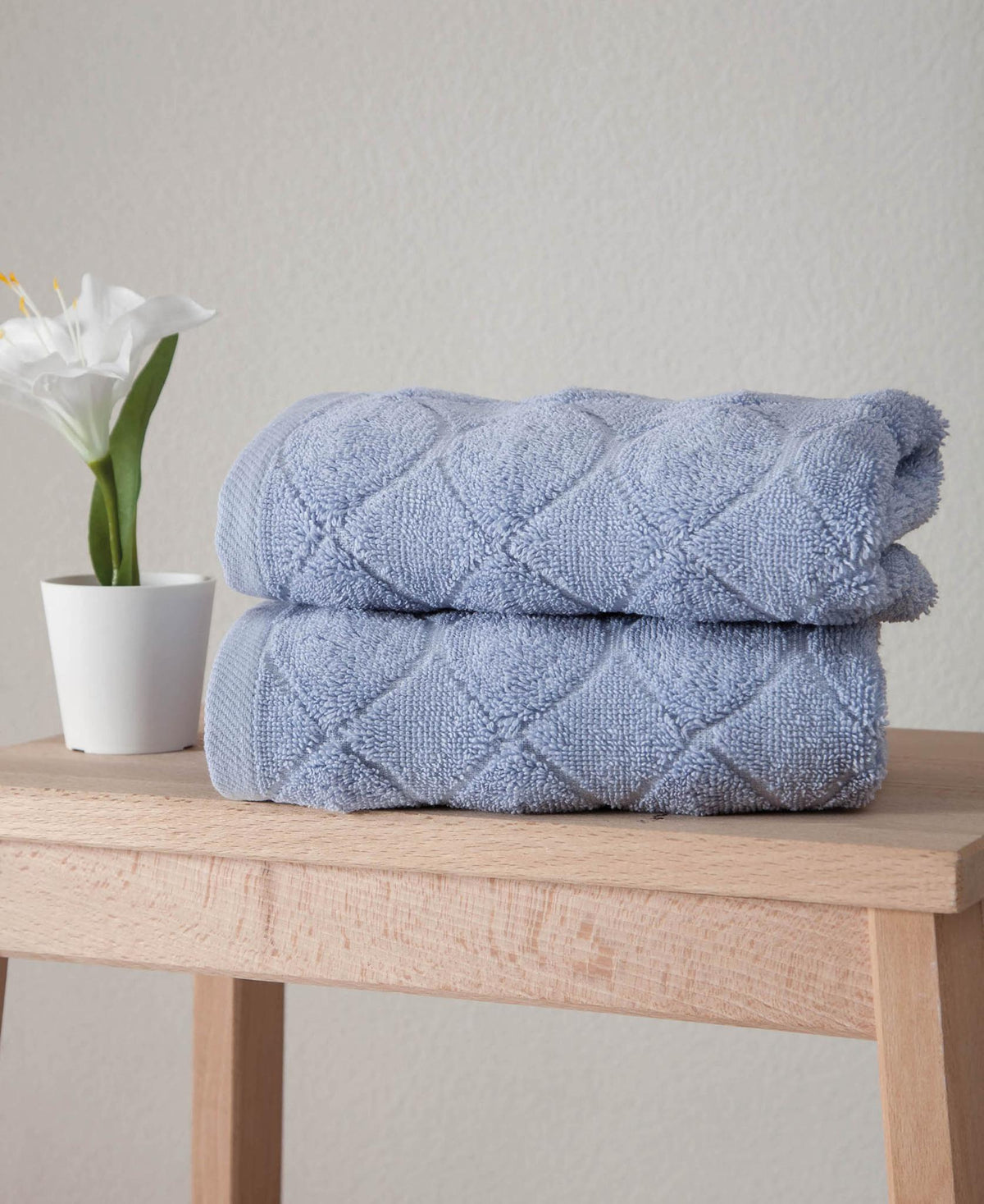 Set of Two Navy Blue Geometric Turkish Cotton 16" X 30" Hand Towels - HomeRoots - Flyclothing LLC