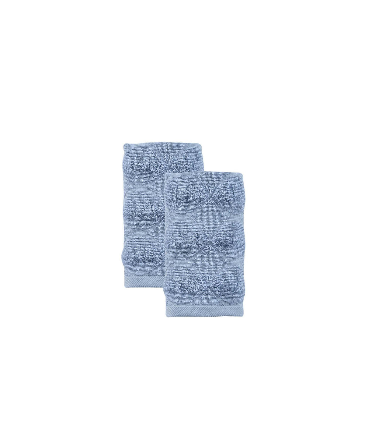 Set of Two Navy Blue Geometric Turkish Cotton 16" X 30" Hand Towels - HomeRoots - Flyclothing LLC