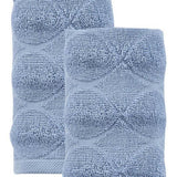 Set of Two Navy Blue Geometric Turkish Cotton 16" X 30" Hand Towels - HomeRoots - Flyclothing LLC
