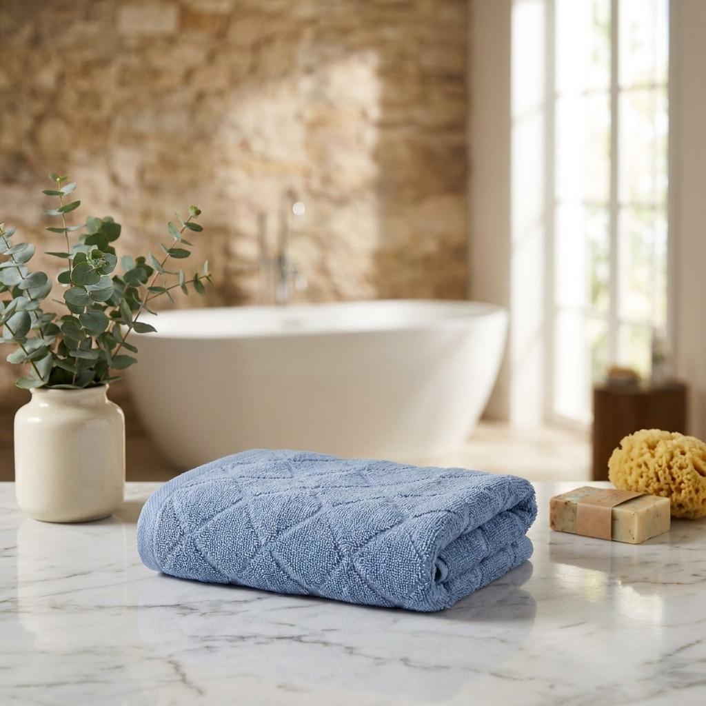 Set of Two Navy Blue Geometric Turkish Cotton 16" X 30" Hand Towels - HomeRoots - Flyclothing LLC