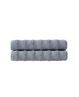 Set of Two Light Gray Geometric Turkish Cotton 27" X 54" Bath Towels - HomeRoots - Flyclothing LLC
