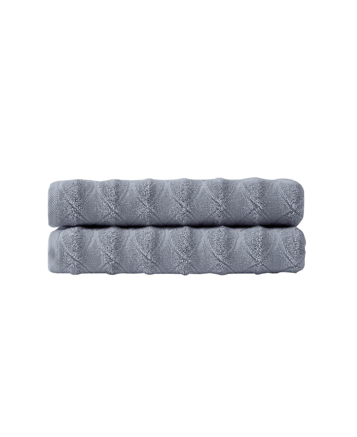 Set of Two Light Gray Geometric Turkish Cotton 27" X 54" Bath Towels - HomeRoots - Flyclothing LLC