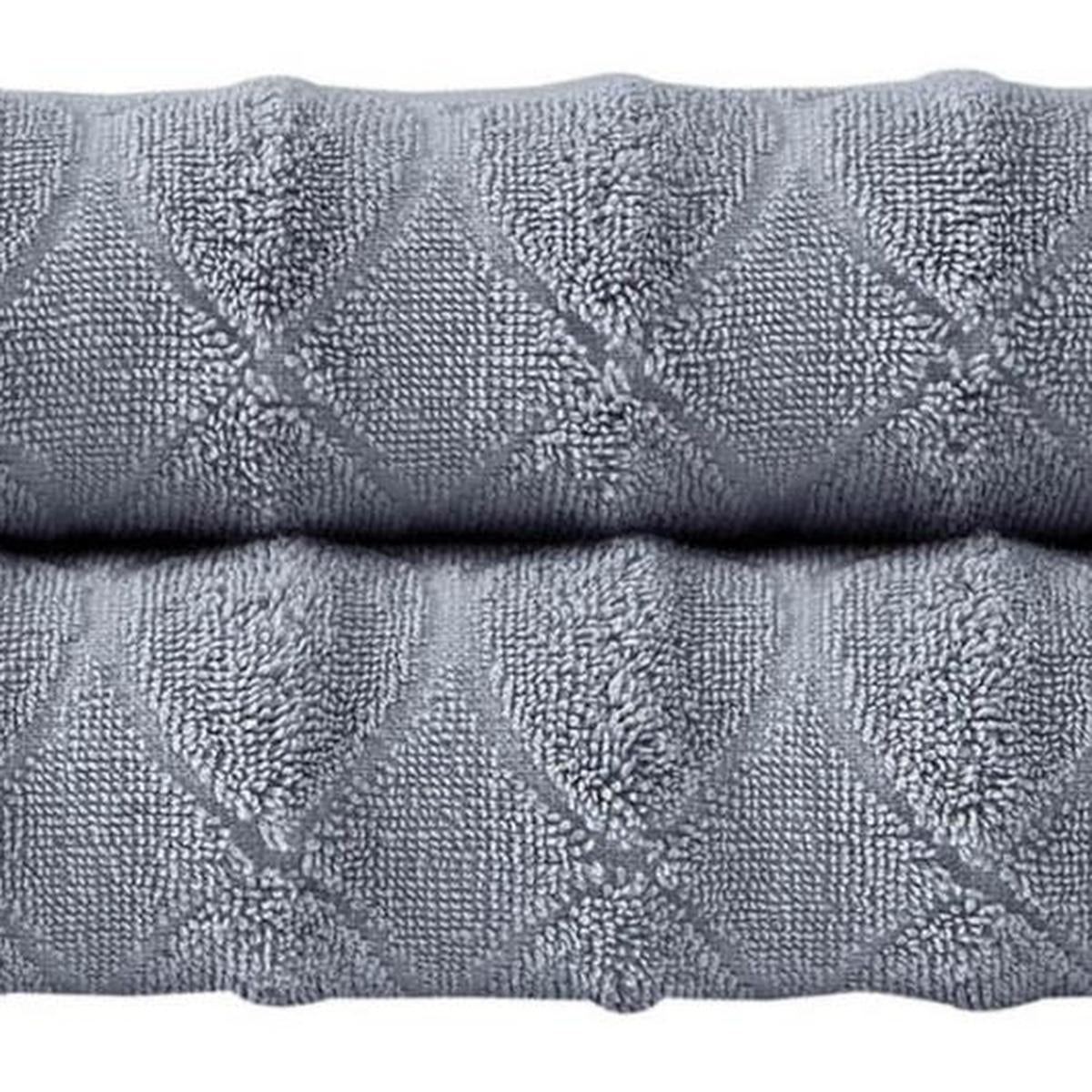 Set of Two Light Gray Geometric Turkish Cotton 27" X 54" Bath Towels - HomeRoots - Flyclothing LLC