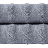 Set of Two Light Gray Geometric Turkish Cotton 27" X 54" Bath Towels - HomeRoots - Flyclothing LLC