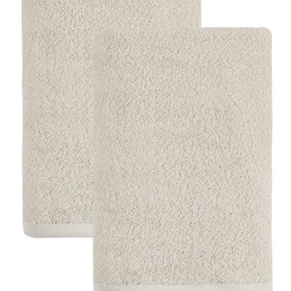Set of Two Beige Turkish Cotton 27" X 54" Bath Towels - HomeRoots - Flyclothing LLC