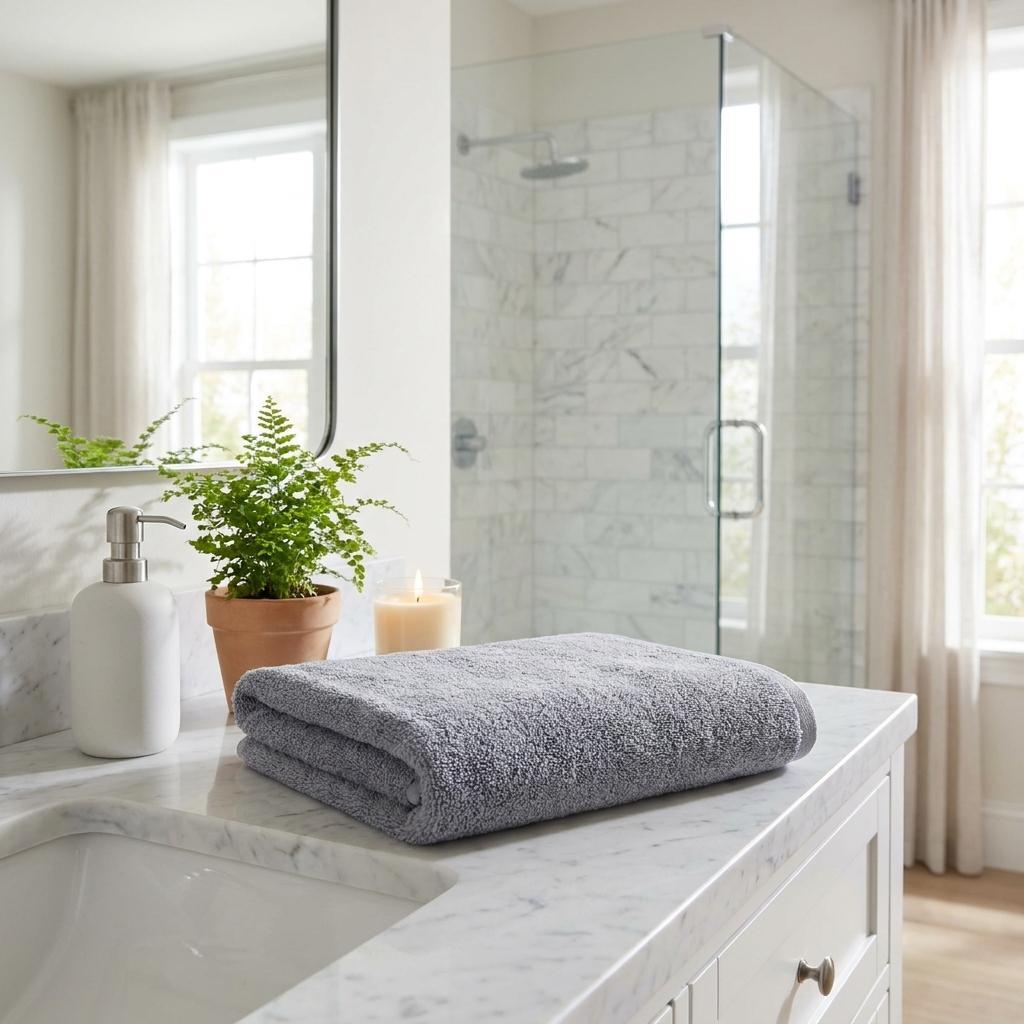 Set of Two Light Gray Turkish Cotton 27" X 54" Bath Towels - HomeRoots - Flyclothing LLC