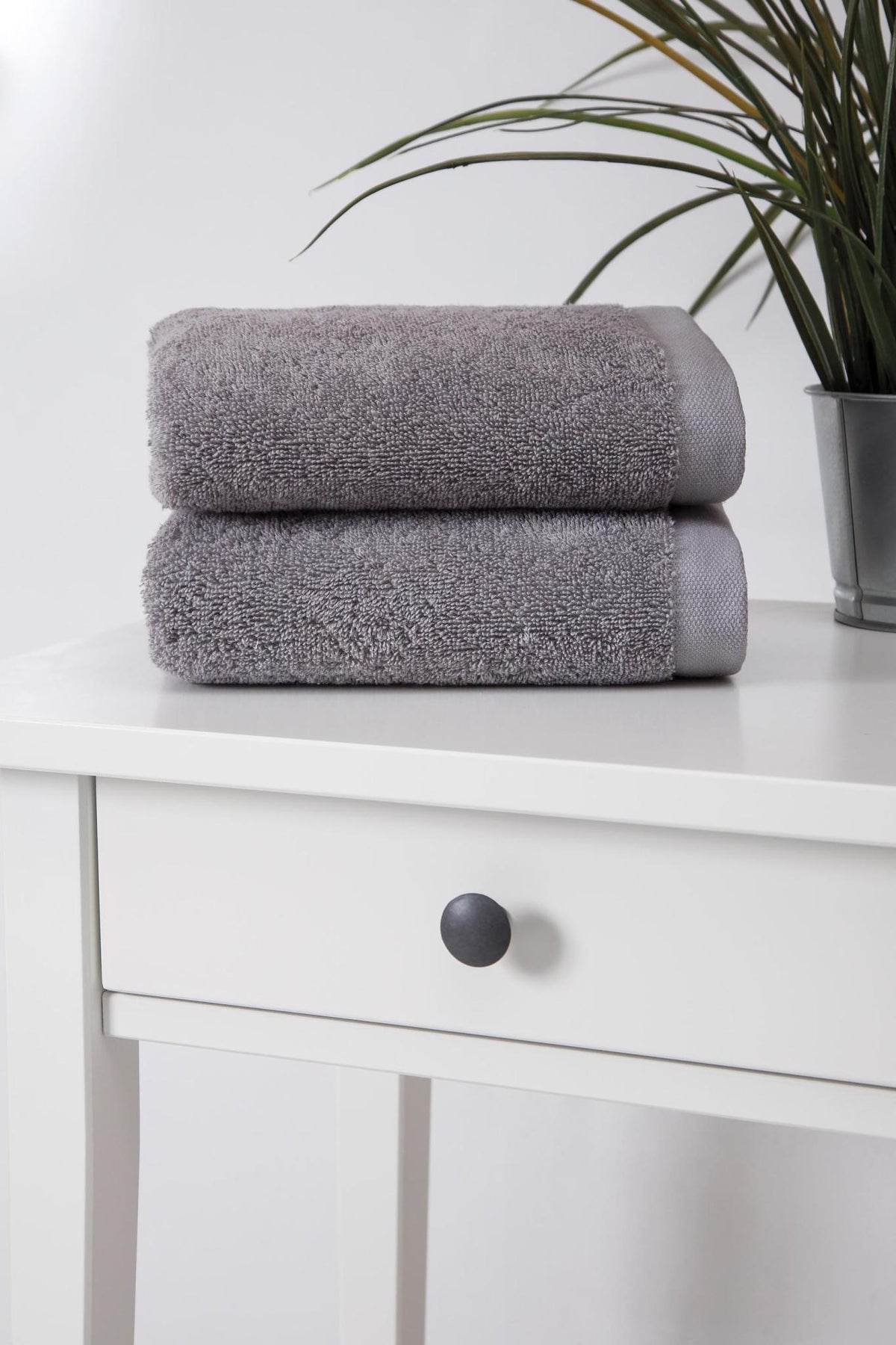 Set of Two Light Gray Turkish Cotton 16" X 30" Hand Towels - HomeRoots - Flyclothing LLC