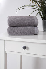 Set of Two Light Gray Turkish Cotton 16" X 30" Hand Towels - HomeRoots - Flyclothing LLC