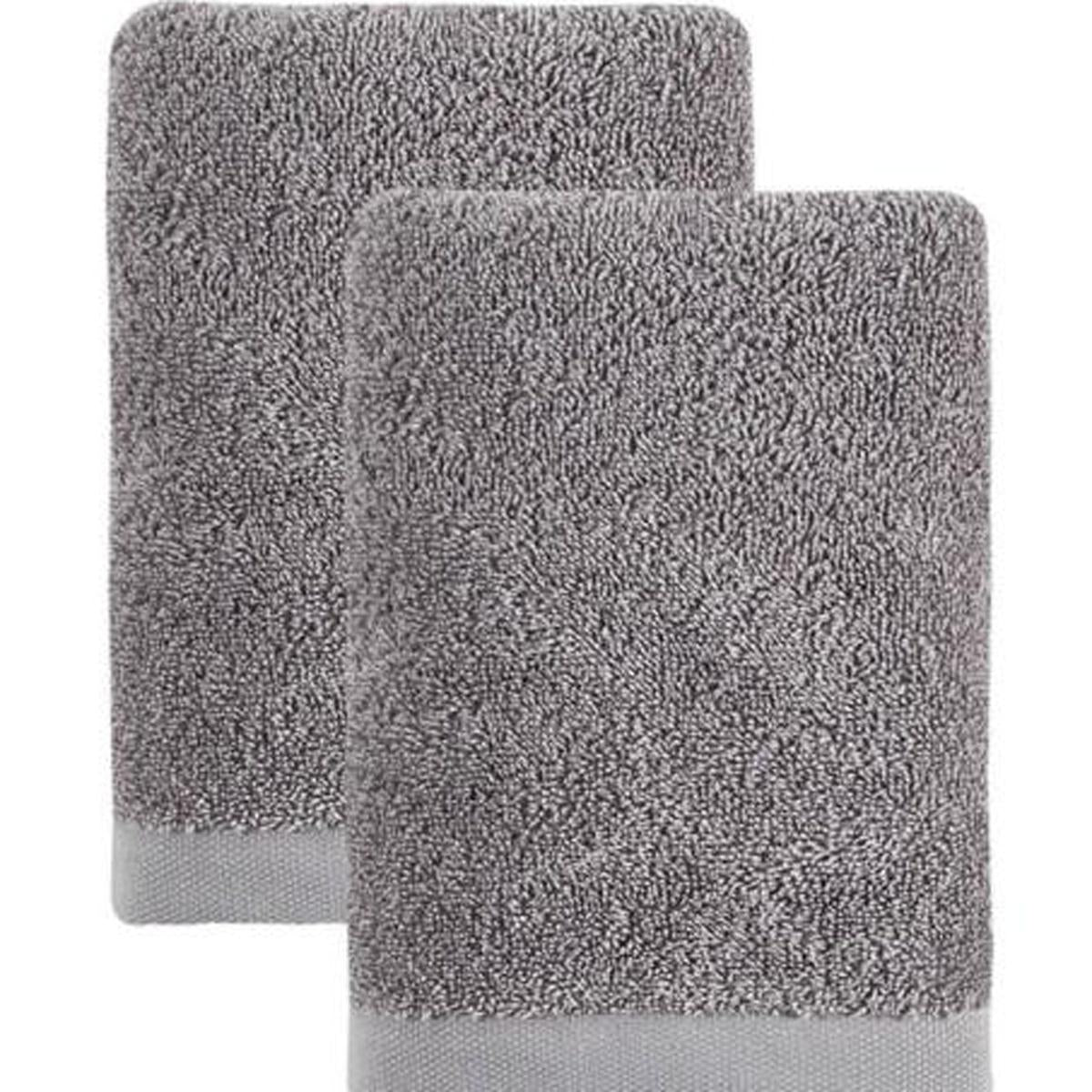 Set of Two Light Gray Turkish Cotton 16" X 30" Hand Towels - HomeRoots - Flyclothing LLC