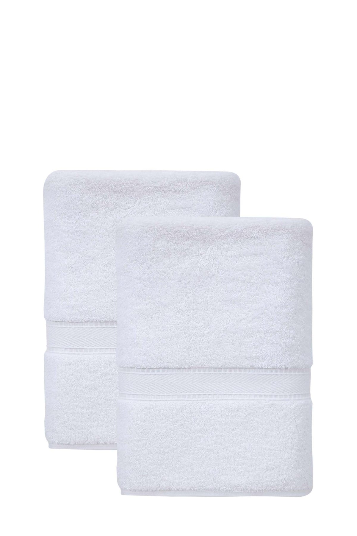 Set of Two White Turkish Cotton 27" X 54" Bath Towels - HomeRoots - Flyclothing LLC