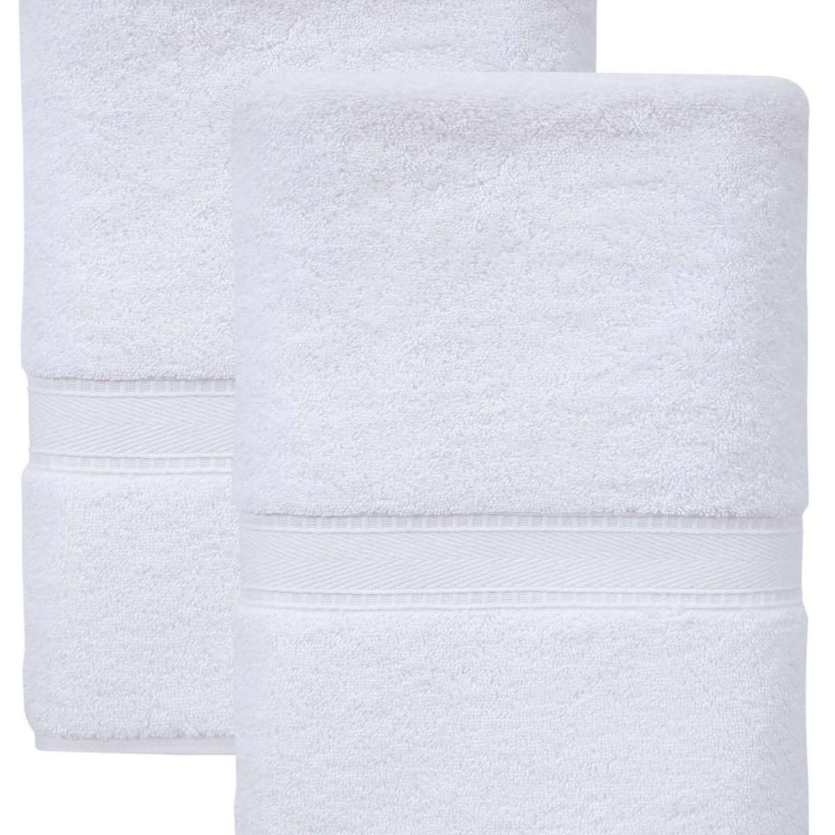Set of Two White Turkish Cotton 27" X 54" Bath Towels - HomeRoots - Flyclothing LLC