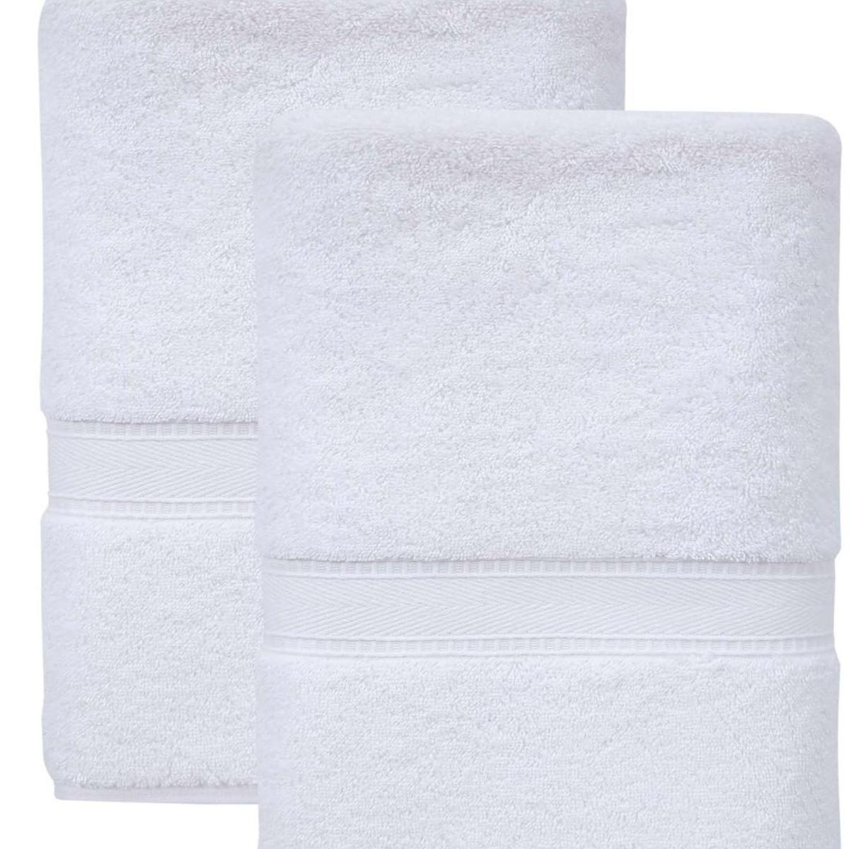 Set of Two White Turkish Cotton 27" X 54" Bath Towels - HomeRoots - Flyclothing LLC