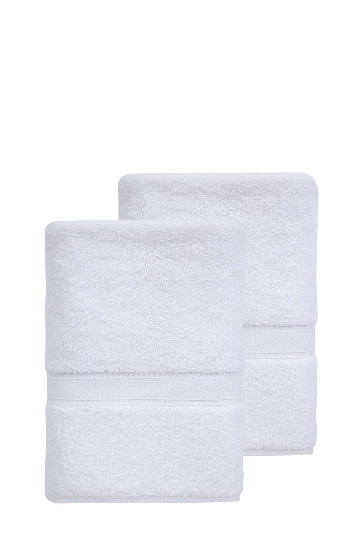 Set of Two White Turkish Cotton 27" X 54" Bath Towels - HomeRoots - Flyclothing LLC