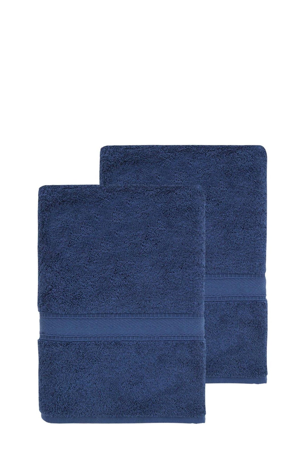 Set of Two Navy Blue Turkish Cotton 27" X 54" Bath Towels - HomeRoots - Flyclothing LLC