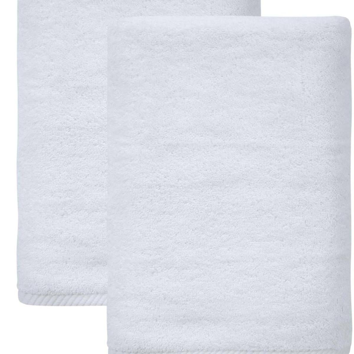 Set of Two White Turkish Cotton 27" X 54" Bath Towels - HomeRoots - Flyclothing LLC