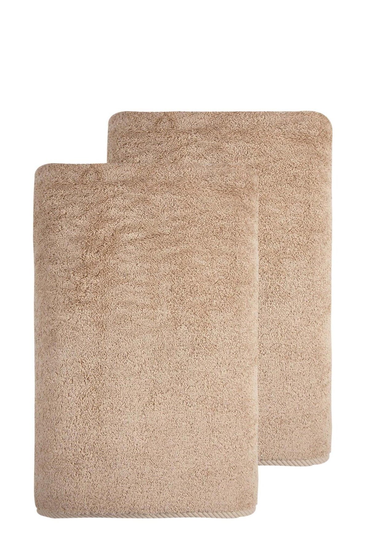 Set of Two Beige Turkish Cotton 40" X 70" Bath Sheet - HomeRoots - Flyclothing LLC