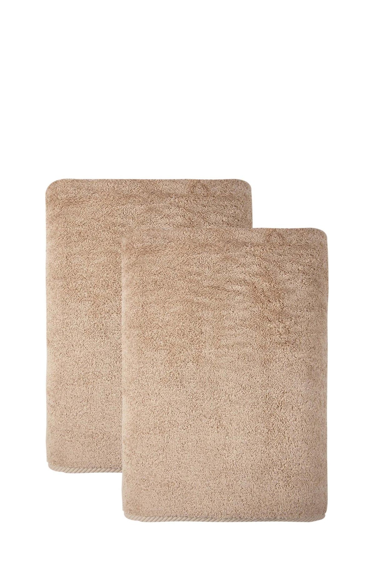 Set of Two Beige Turkish Cotton 27" X 54" Bath Towels - HomeRoots - Flyclothing LLC