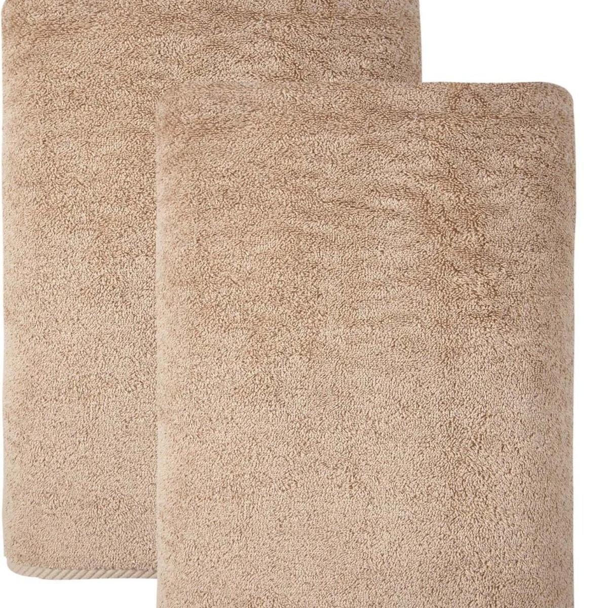 Set of Two Beige Turkish Cotton 27" X 54" Bath Towels - HomeRoots - Flyclothing LLC