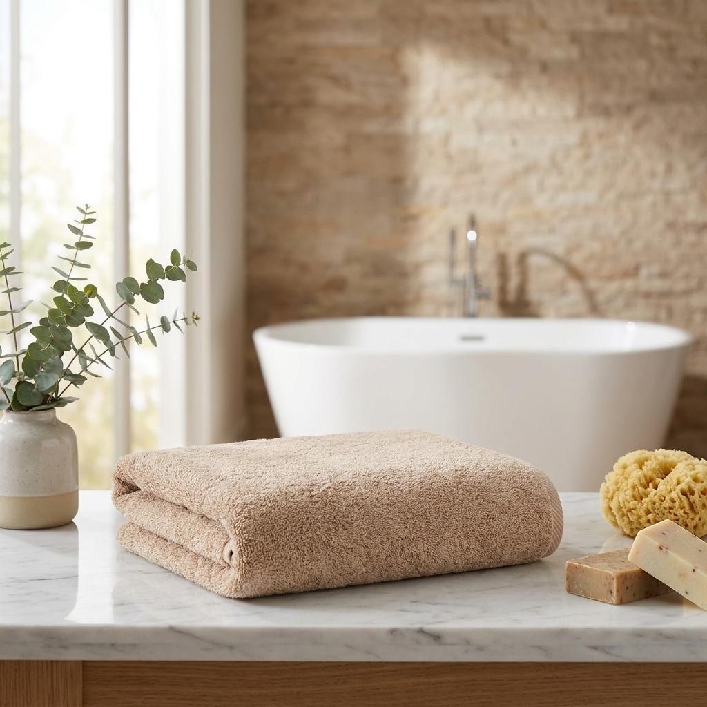 Set of Two Beige Turkish Cotton 27" X 54" Bath Towels - HomeRoots - Flyclothing LLC