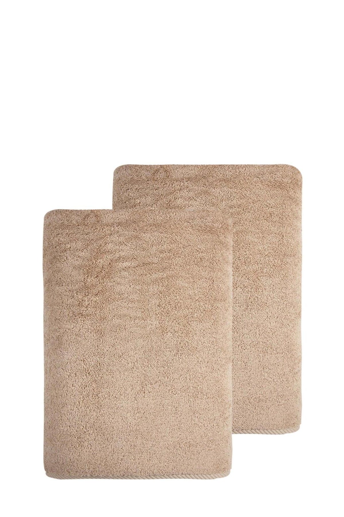 Set of Two Beige Turkish Cotton 27" X 54" Bath Towels - HomeRoots - Flyclothing LLC