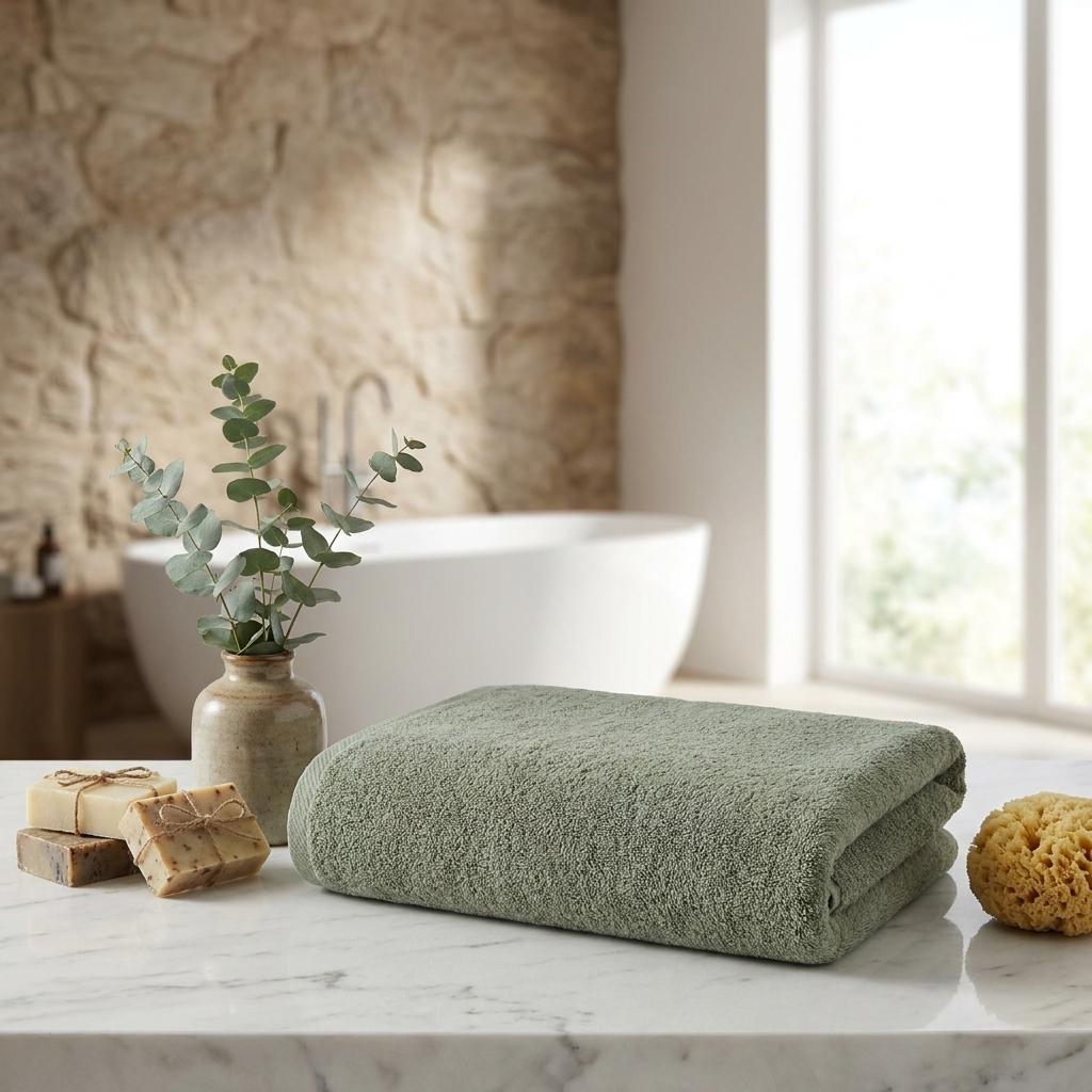Set of Two Green Turkish Cotton 40" X 70" Bath Sheet - HomeRoots - Flyclothing LLC