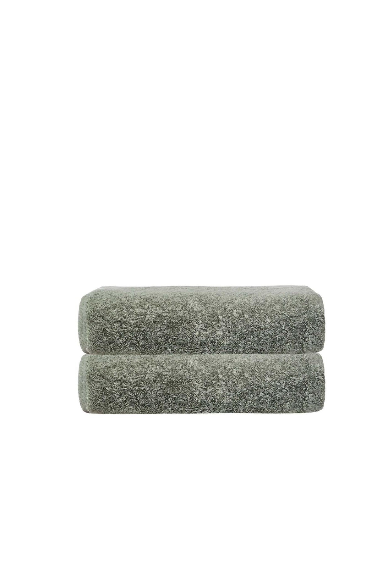 Set of Two Green Turkish Cotton 27" X 54" Bath Towels - HomeRoots - Flyclothing LLC