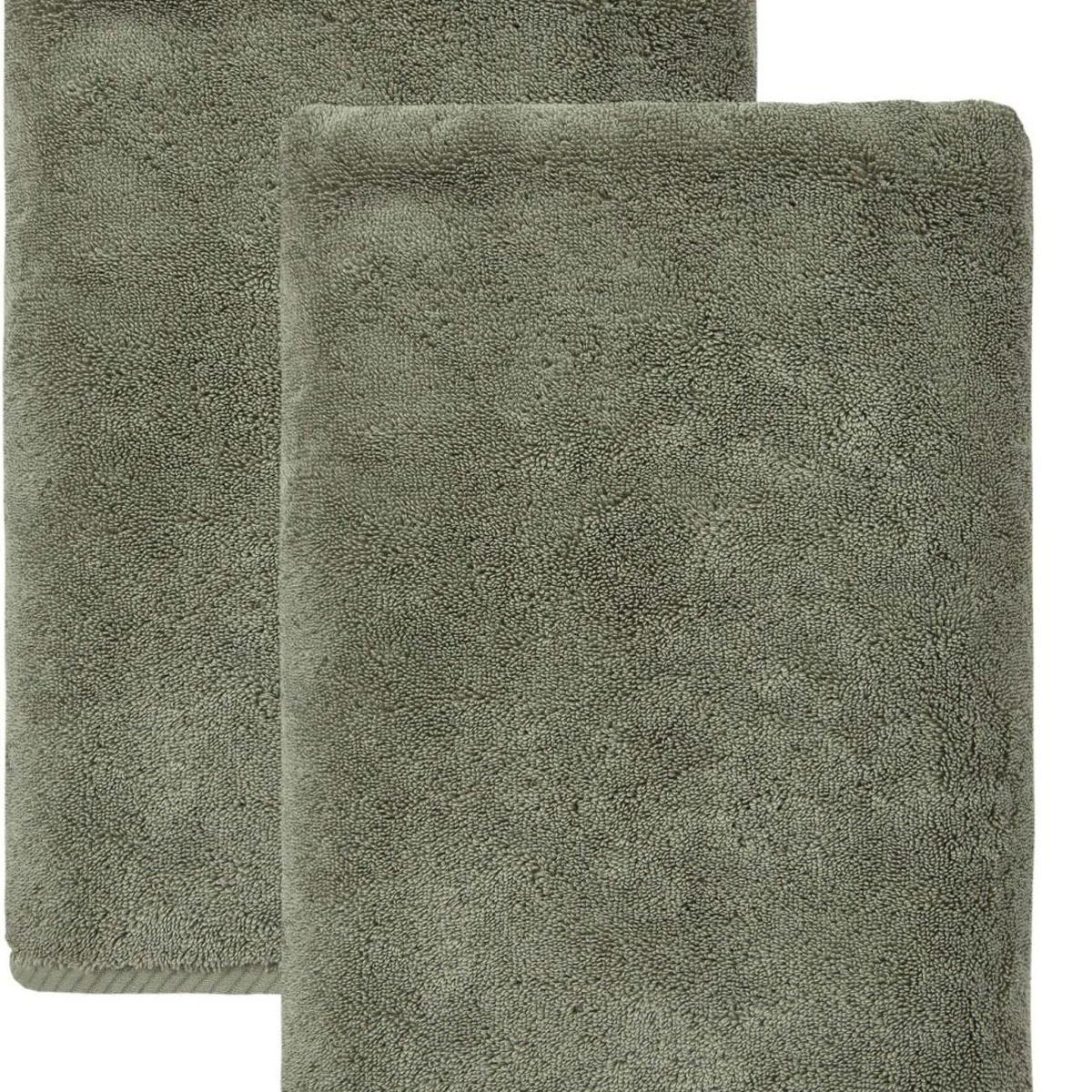 Set of Two Green Turkish Cotton 27" X 54" Bath Towels - HomeRoots - Flyclothing LLC