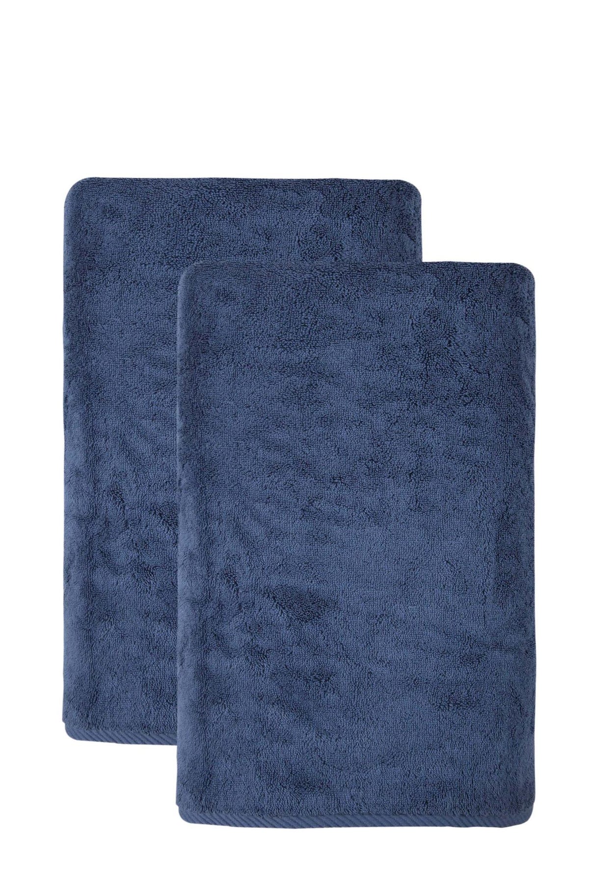 Set of Two Navy Blue Turkish Cotton 27" X 54" Bath Towels - HomeRoots - Flyclothing LLC