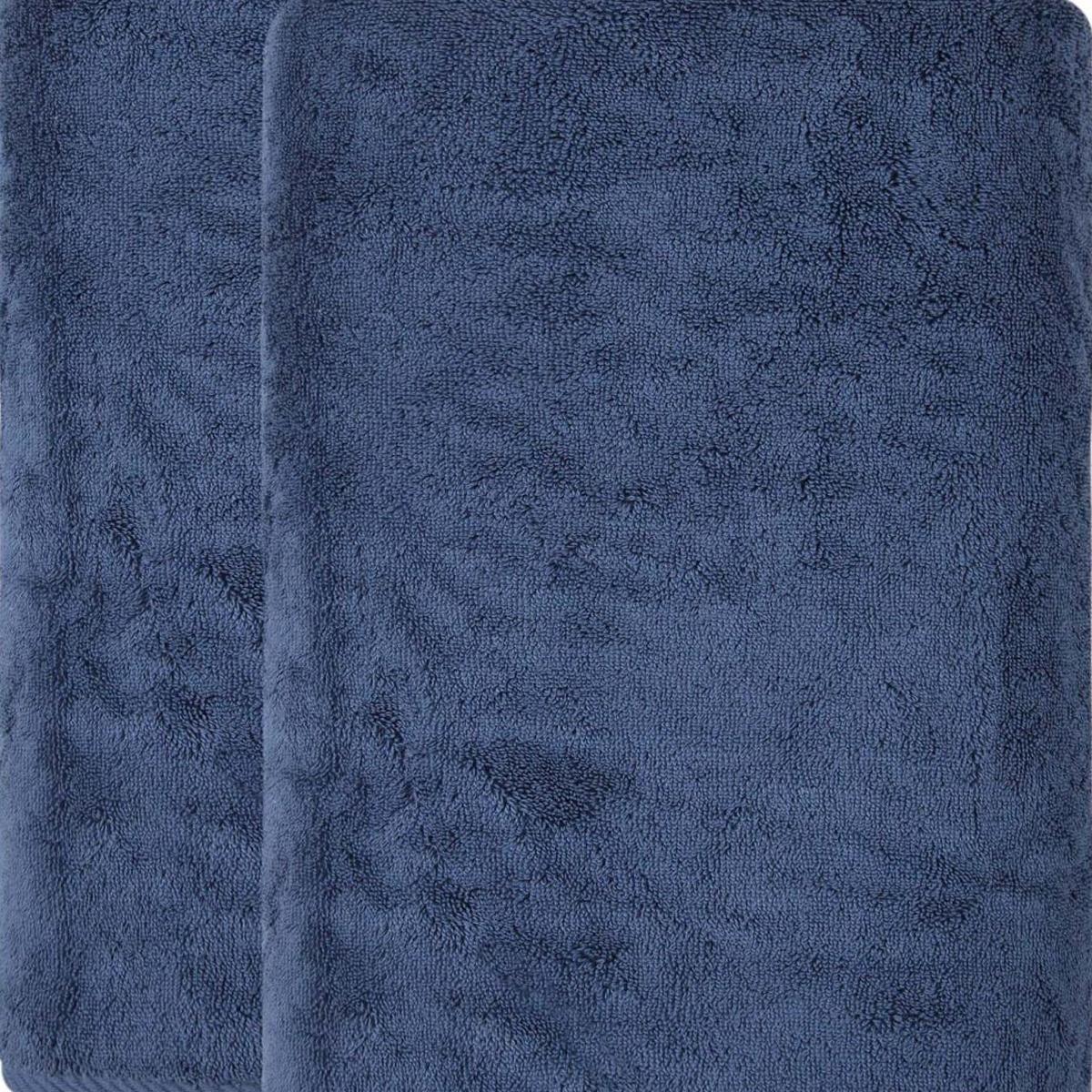 Set of Two Navy Blue Turkish Cotton 27" X 54" Bath Towels - HomeRoots - Flyclothing LLC