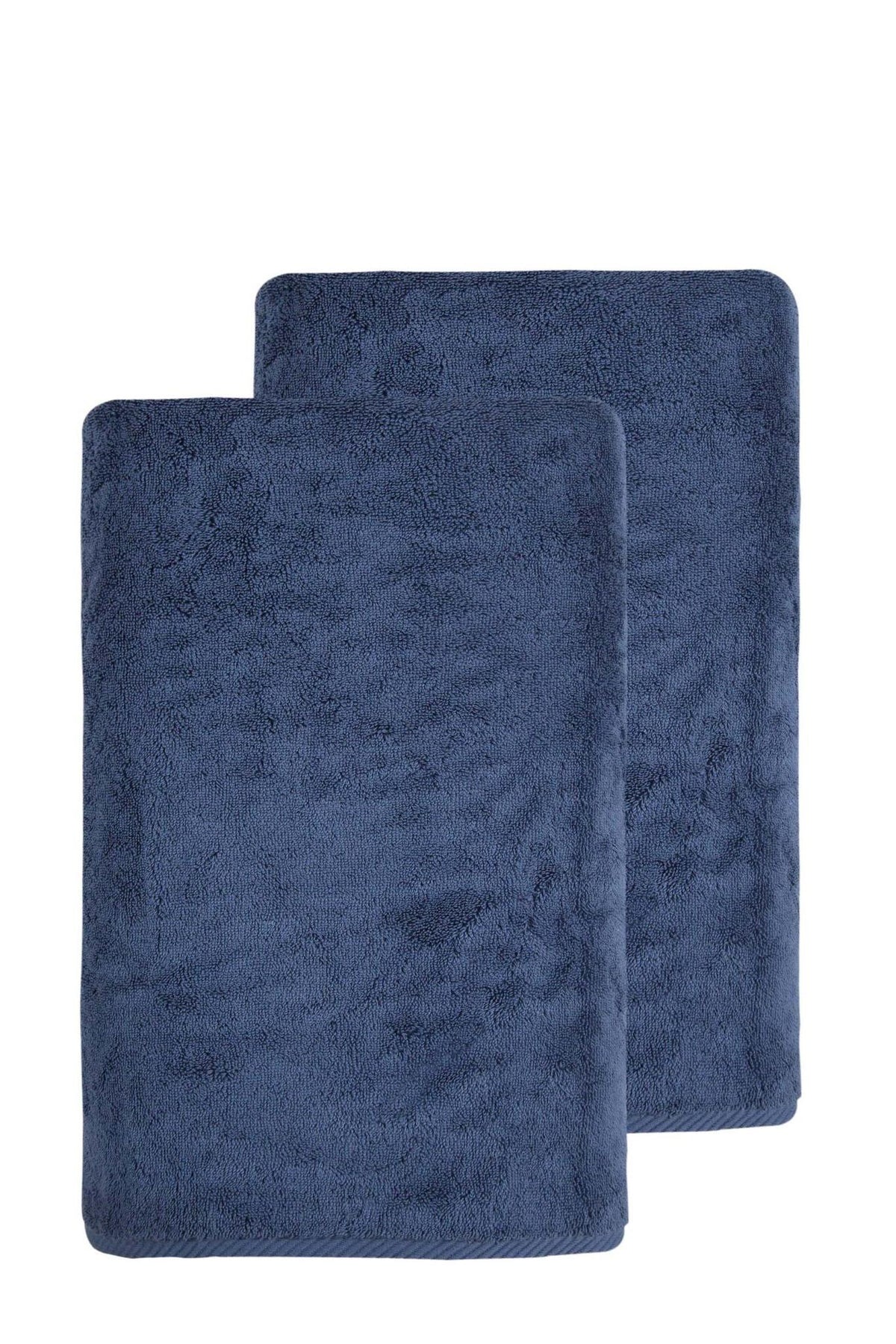 Set of Two Navy Blue Turkish Cotton 27" X 54" Bath Towels - HomeRoots - Flyclothing LLC