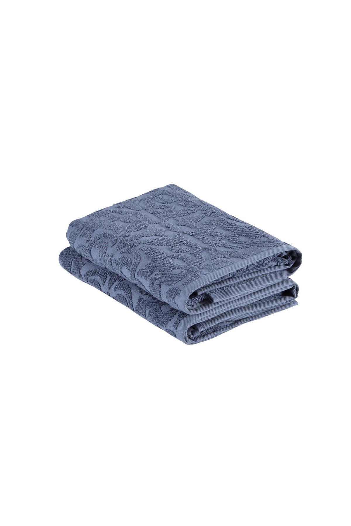 Set of Two Navy Blue Floral Turkish Cotton 27" X 54" Bath Towels - HomeRoots - Flyclothing LLC