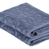 Set of Two Navy Blue Floral Turkish Cotton 27" X 54" Bath Towels - HomeRoots - Flyclothing LLC