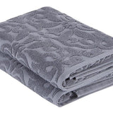 Set of Two Dark Gray Floral Turkish Cotton 27" X 54" Bath Towels - HomeRoots - Flyclothing LLC