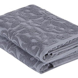 Set of Two Dark Gray Floral Turkish Cotton 27" X 54" Bath Towels - HomeRoots - Flyclothing LLC