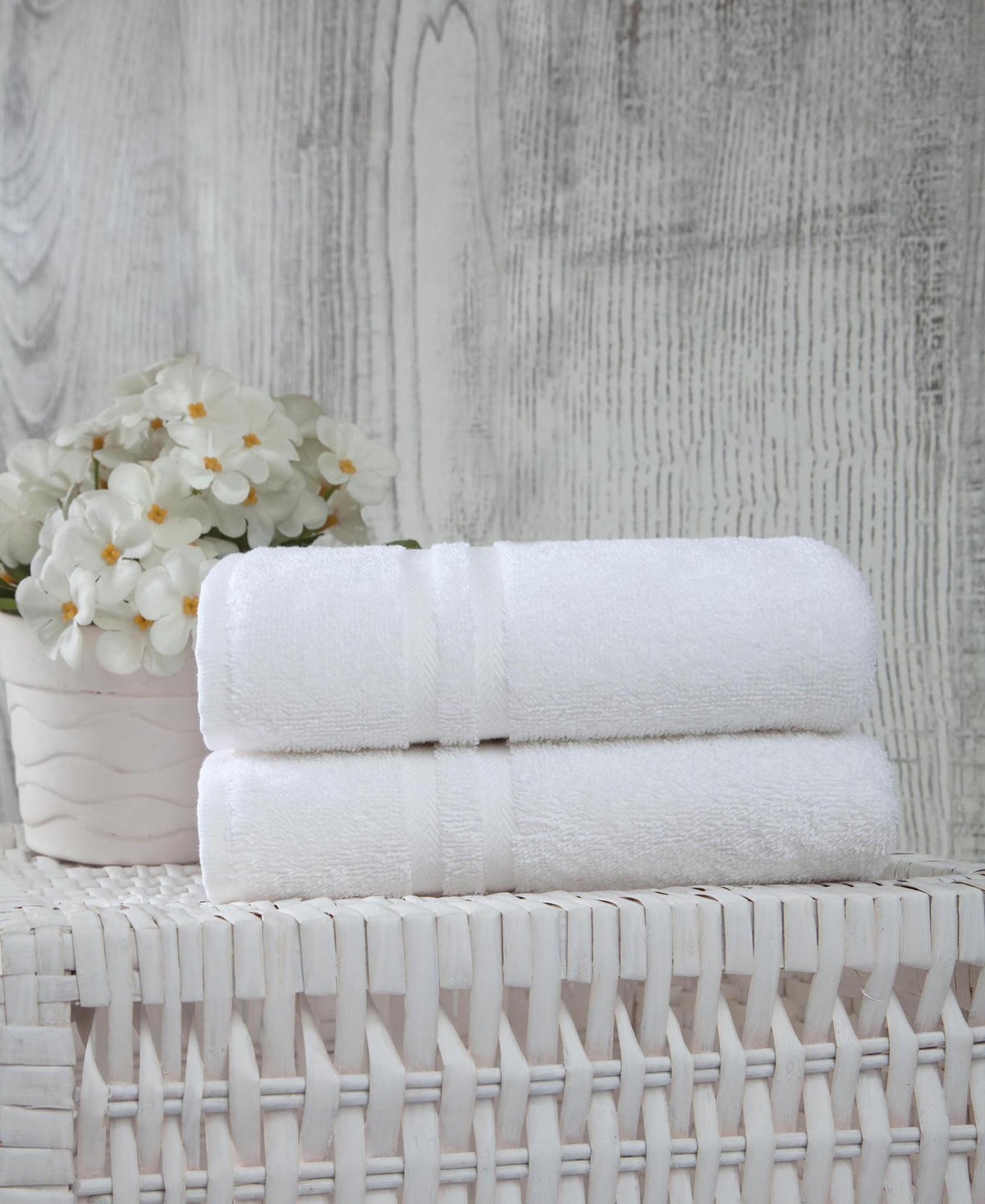Set of Two White Turkish Cotton 16" X 30" Hand Towels - HomeRoots - Flyclothing LLC