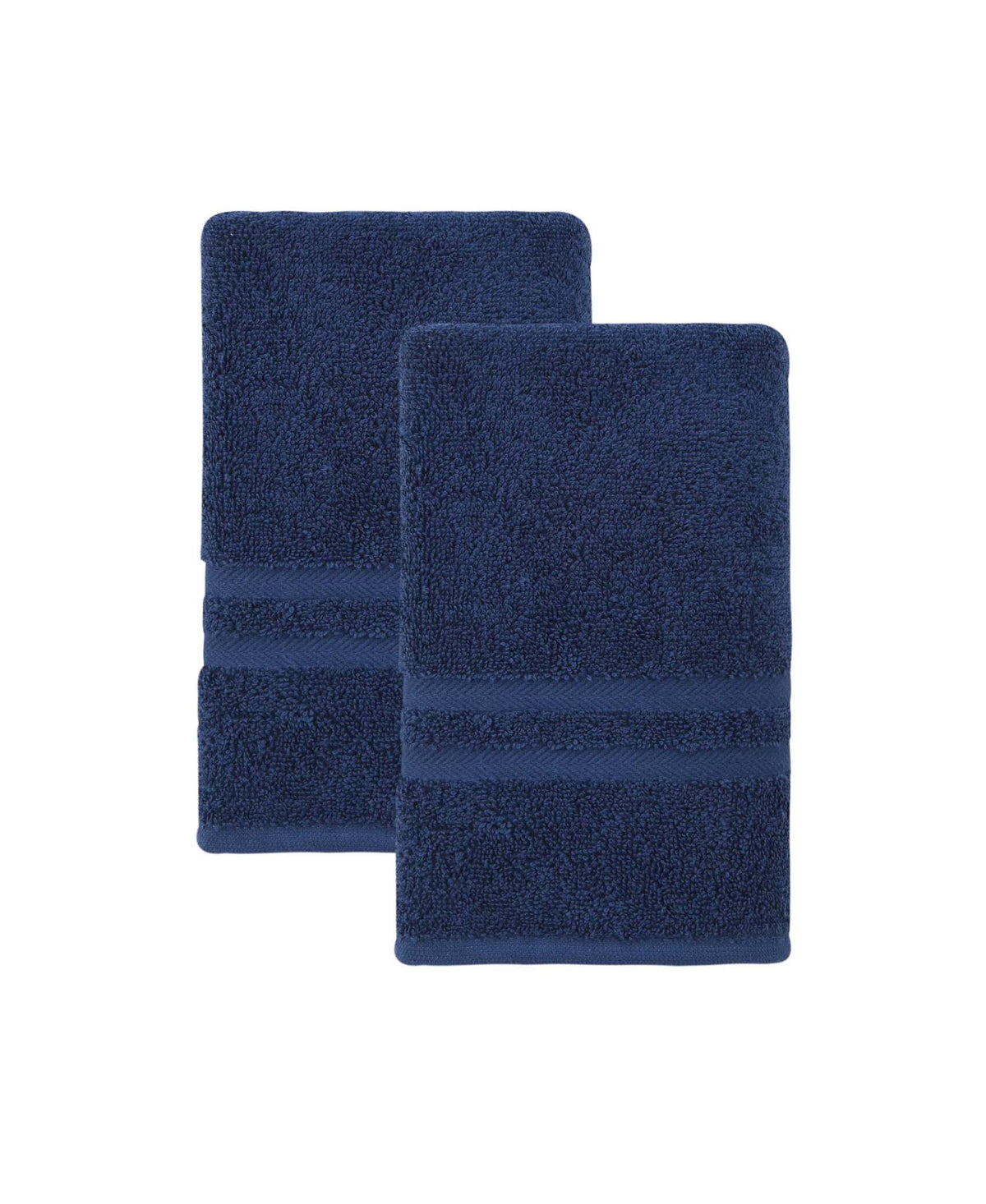 Set of Two Navy Blue Turkish Cotton 16" X 30" Hand Towels - HomeRoots - Flyclothing LLC