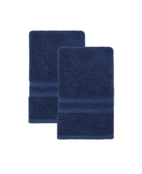 Set of Two Navy Blue Turkish Cotton 16" X 30" Hand Towels - HomeRoots - Flyclothing LLC