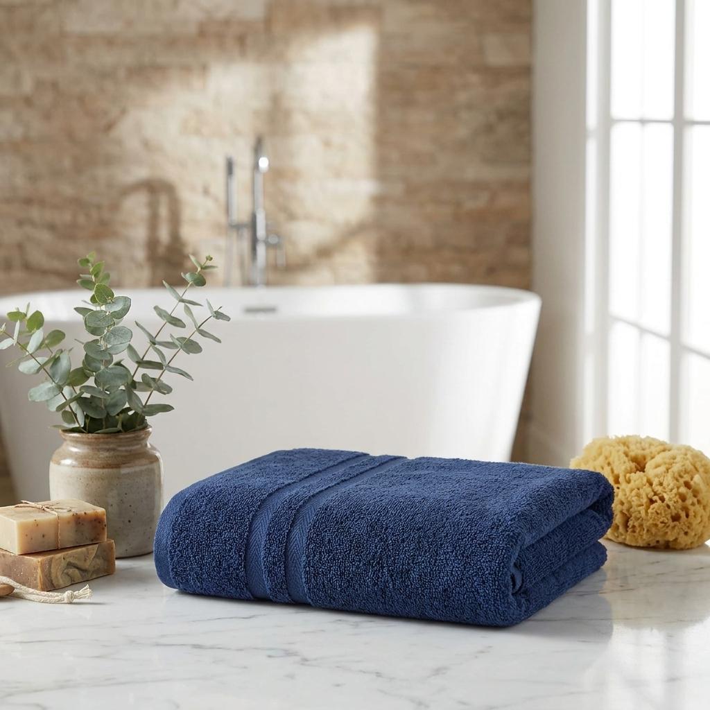 Set of Two Navy Blue Turkish Cotton 16" X 30" Hand Towels - HomeRoots - Flyclothing LLC
