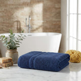 Set of Two Navy Blue Turkish Cotton 16" X 30" Hand Towels - HomeRoots - Flyclothing LLC