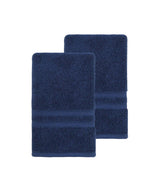 Set of Two Navy Blue Turkish Cotton 16" X 30" Hand Towels - HomeRoots - Flyclothing LLC