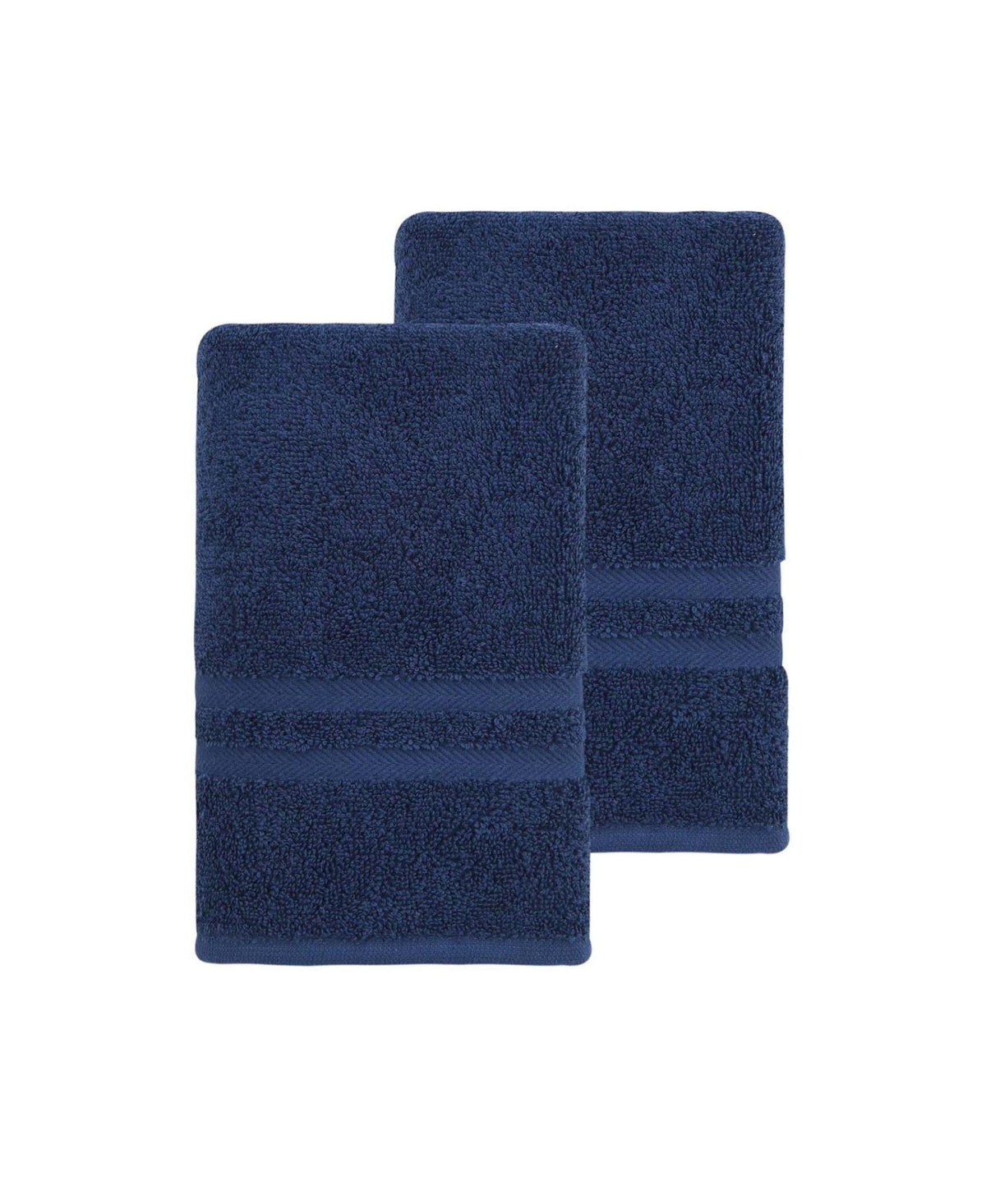 Set of Two Navy Blue Turkish Cotton 16" X 30" Hand Towels - HomeRoots - Flyclothing LLC
