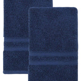 Set of Two Navy Blue Turkish Cotton 16" X 30" Hand Towels - HomeRoots - Flyclothing LLC