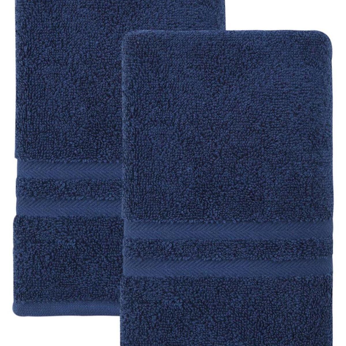 Set of Two Navy Blue Turkish Cotton 16" X 30" Hand Towels - HomeRoots - Flyclothing LLC
