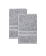 Set of Two Light Gray Turkish Cotton 16" X 30" Hand Towels - HomeRoots - Flyclothing LLC