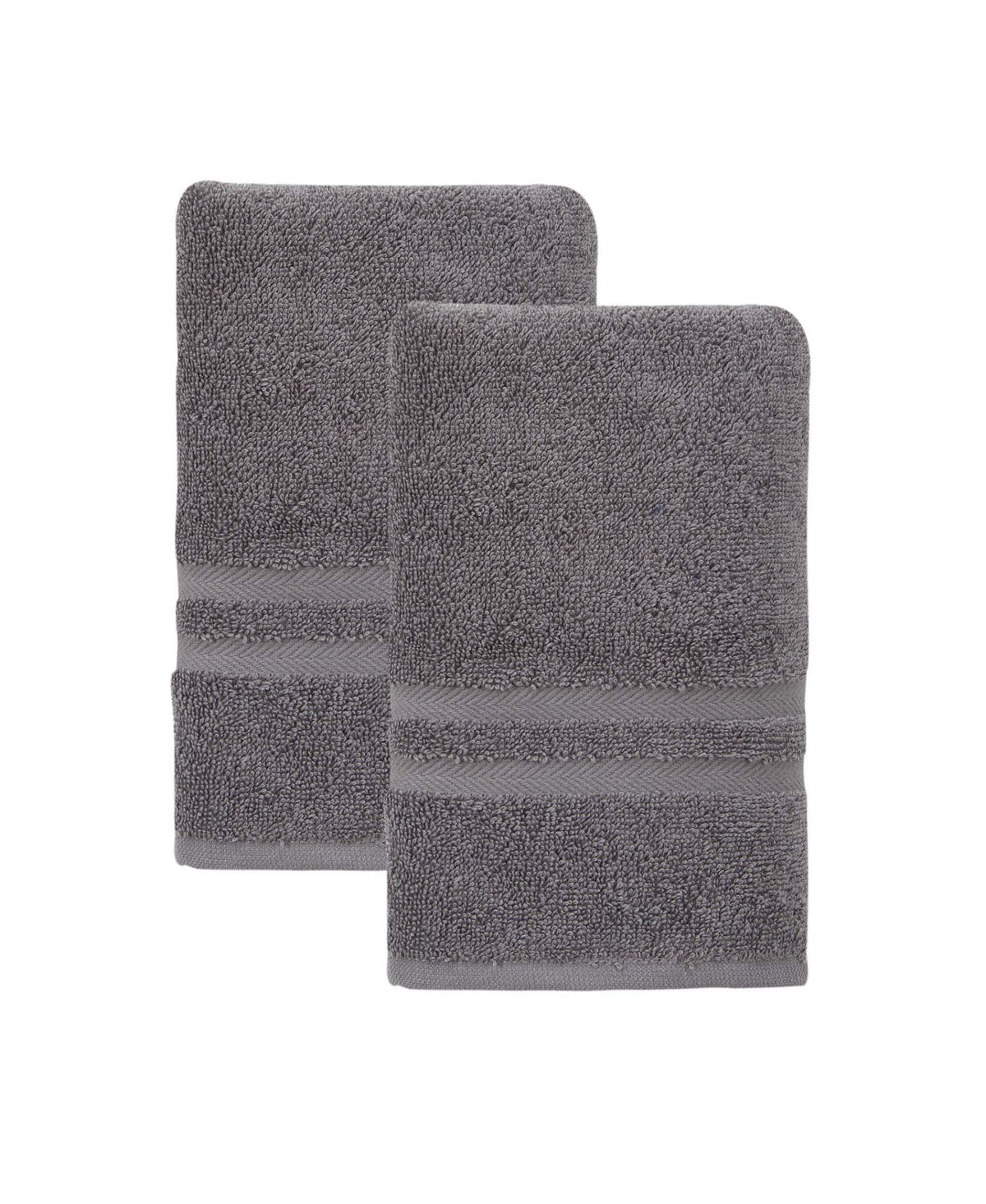 Set of Two Dark Gray Turkish Cotton 16" X 30" Hand Towels - HomeRoots - Flyclothing LLC