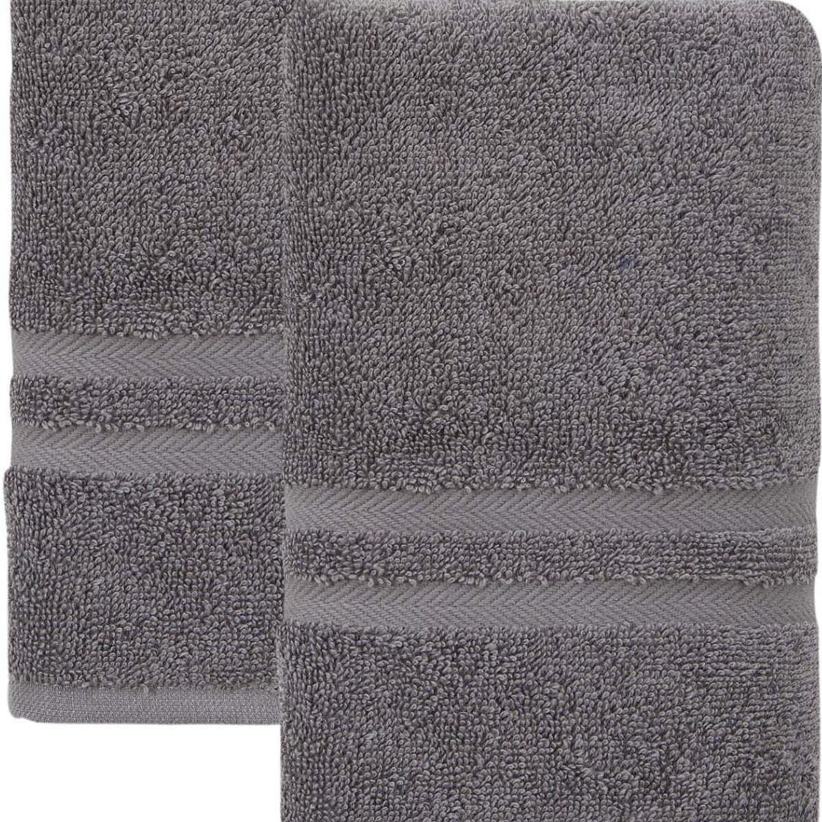 Set of Two Dark Gray Turkish Cotton 16" X 30" Hand Towels - HomeRoots - Flyclothing LLC