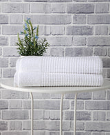 Set of Two White Polka Dots Turkish Cotton 27" X 54" Bath Towels - HomeRoots - Flyclothing LLC