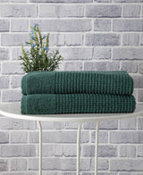 Set of Two Green Polka Dots Turkish Cotton 27" X 54" Bath Towels - HomeRoots - Flyclothing LLC