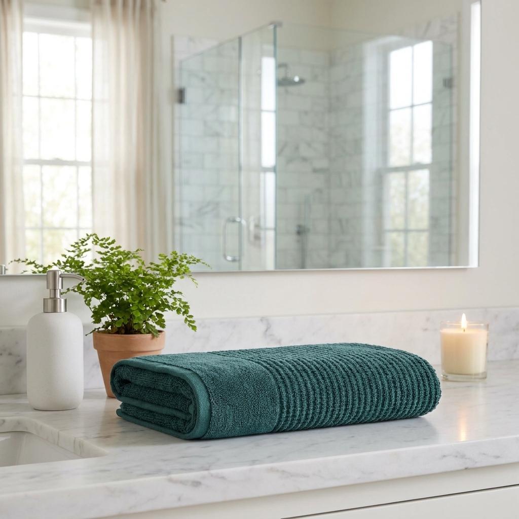 Set of Two Green Polka Dots Turkish Cotton 27" X 54" Bath Towels - HomeRoots - Flyclothing LLC