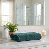 Set of Two Green Polka Dots Turkish Cotton 27" X 54" Bath Towels - HomeRoots - Flyclothing LLC